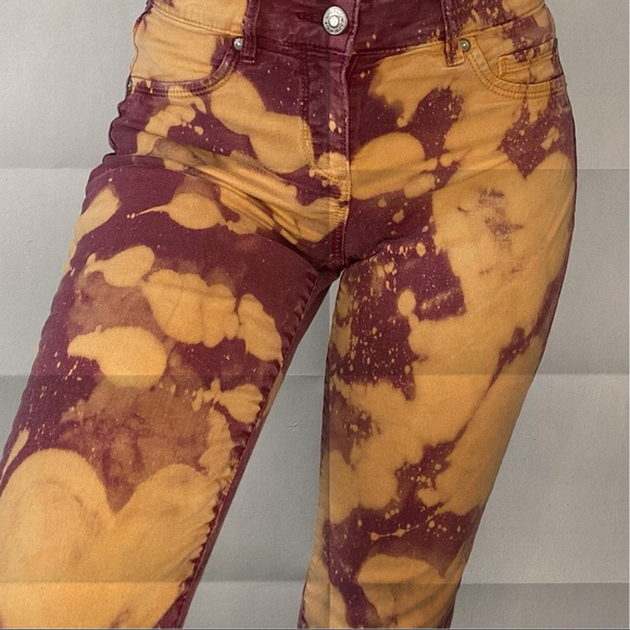 Bleached Burgundy Skinny Jeans - Picture 1 of 7